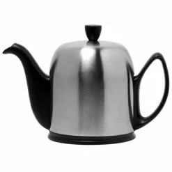 Guy Degrenne Salam -Matte Black Base With Matte Stainless Steel Cover 6 Cup Teapot Tea Wares