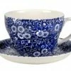 Burleigh Blue Calico Breakfast Cup & Saucer Tea Wares
