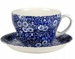 Burleigh Blue Calico Breakfast Cup & Saucer Tea Wares