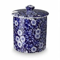 Burleigh Blue Calico Covered Sugar Pot / Jam Pot