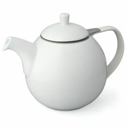 Tea Wares For Life Curve Teapot With Infuser And Lid WHITE