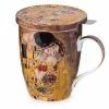 Pippins Tea Company Inc. Mug; Tea Mug With Infuser And Lid, Klimt The Kiss By McIntosh Tea Wares