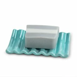 Pippins Tea Company Inc. Soap Dish, Ridged Aqua