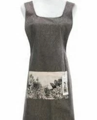 Pippins Tea Company Inc. Apron, Cotton Crossback, Charcoal Floral Pocket General Store
