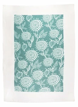 Wholesale π Raingoose General Store Tea Towel, Linen, White Dahlia On Turquoise β 1 Raingoose General Store Tea Towel, Linen, White Dahlia On Turquoise