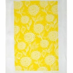Raingoose Tea Towel, Rain Goose, Linen, White Dahlia On Yellow General Store