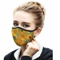 Pippins Tea RainCaper Re-usable Face Mask; Van Gogh Sunflowers