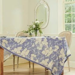 Tablecloth, April Cornell, Hemmingway Linen Blue RECTANGLE Tablecloth 54x90" Tablecloths & Runners