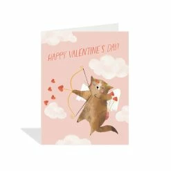 Pippins Tea Company Inc. General Store Card. Valentine, Happy Valentines Day Cupid Kitten