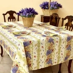 Pippins Tea Company Inc. Tablecloth, Provence Lavender & Rose, Multiple Sizes Rectangle