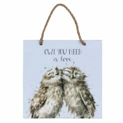 Wrendale Wooden Plaque, 'Owl You Need Is Love' General Store