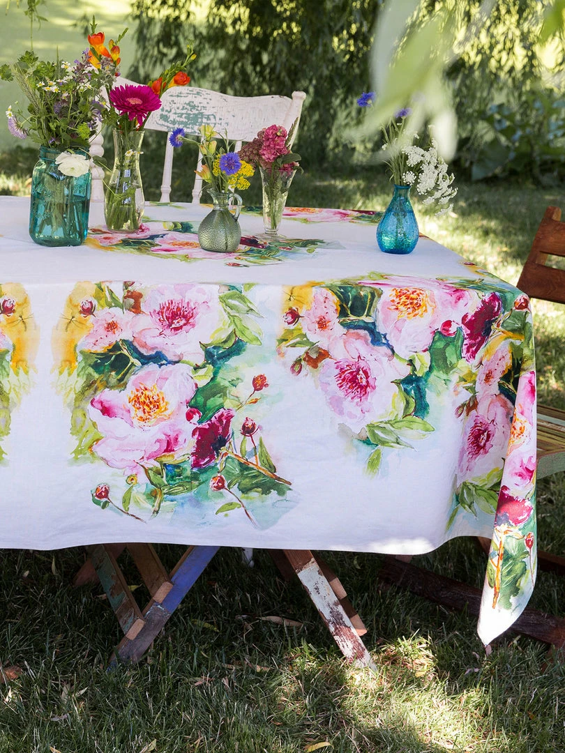 Brand new ✔️ Tablecloths & Runners Tablecloth, April Cornell, Peonies RECTANGLE Tablecloth 60x90" ✔️ 1 Tablecloths & Runners Tablecloth, April Cornell, Peonies RECTANGLE Tablecloth 60x90"