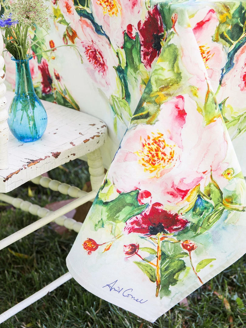 Brand new ✔️ Tablecloths & Runners Tablecloth, April Cornell, Peonies RECTANGLE Tablecloth 60x90" ✔️ 2 Tablecloths & Runners Tablecloth, April Cornell, Peonies RECTANGLE Tablecloth 60x90"