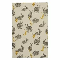 Tea Towel, Block Print Rabbit By Ulster Weavers