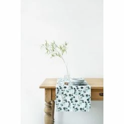 Pippins Tea Company Inc. Table Runner, White Eucalyptus, Linen