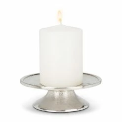 Pippins Tea Company Candle Holder, Pillar, Silver General Store