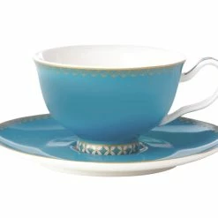 Pippins Tea Company Inc. Classic Silk Road Aqua Teacup & Saucer Tea Wares