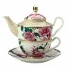 Pippins Tea Company Inc. Classic Silk Road Pink Floral Tea For One With Infuser