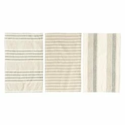 Pippins Tea Company Inc. Tea Towel, Woven Cotton Striped, Set Of 3