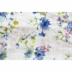Pippins Tea Company Inc. General Store Table Runner, White With Cornflowers, Linen