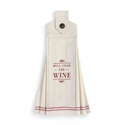 Pippins Tea Company Inc. Tea Towel, Button Loop Hanging, Will Cook For Wine General Store